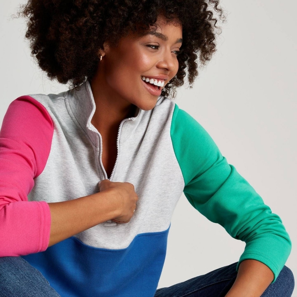 Joules Pip Color Block Sweatshirt 1/4 zipper size 14